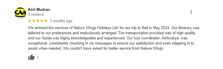 Bali Package Tour Review with NatureWings