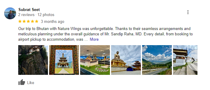 Bhutan Package Tour Booking from Bagdogra Airport with NatureWings